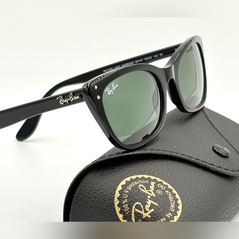 Women’s Ray-Ban Lady Burbanks RB2299 Black Frame “Hailey Bieber” Cat Eye Frame - Picture 6 of 10